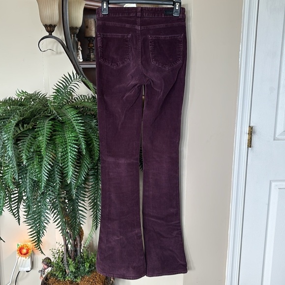 Paige Corduroy High Rise Lou Lou Pants Boot Cut Flare Burgundy Fall Tall Long - Picture 11 of 16